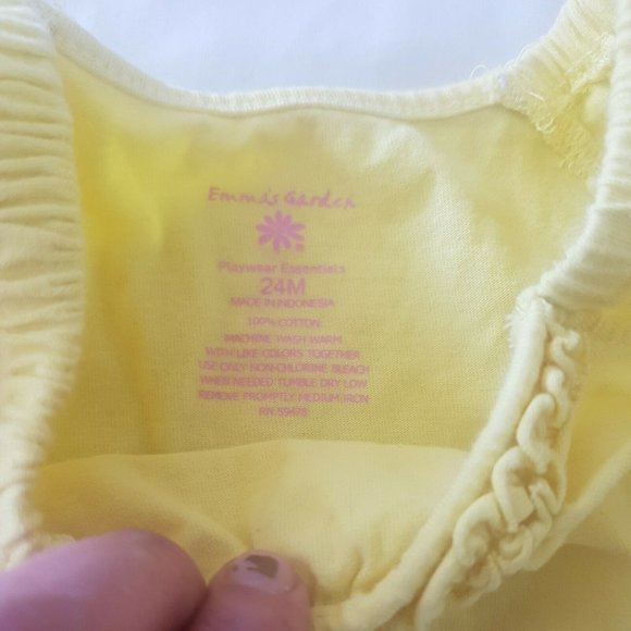 Emmas Garden Blouse Top Size 24 months Yellow Embroidery Floral Short Sleeve - Picture 11 of 12